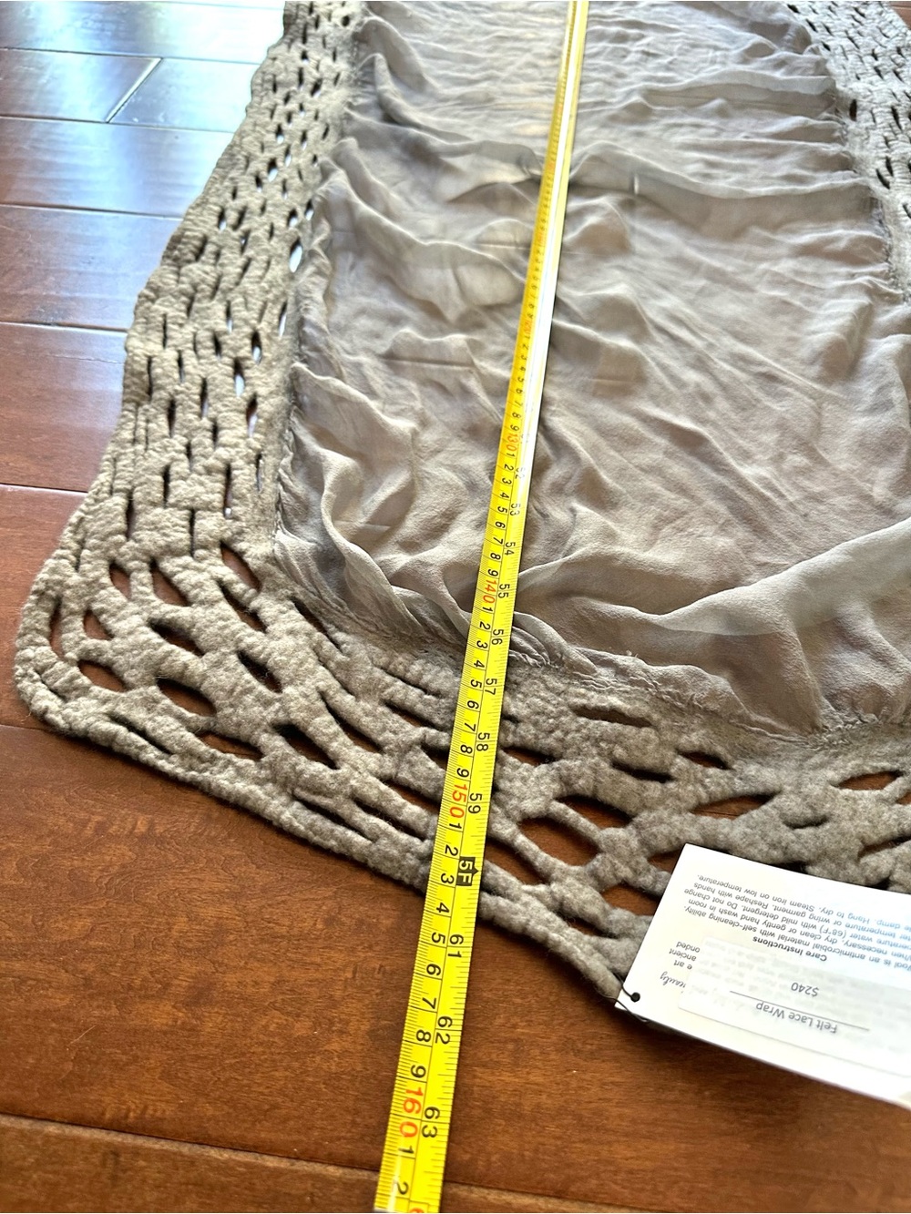 J. Hill Artisan Wool Silk Lace Shawl Wrap Gray Wearable Art - Picture 6 of 6